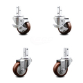 Service Caster 3.5 Inch Maroon Polyurethane Swivel 7/8 Inch Square Stem Caster Brakes SCC, 2PK SCC-SQ20S3514-PPUB-MRN-TLB-78-2-S-2